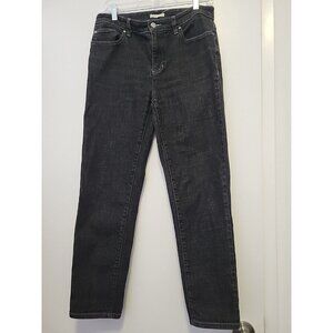 Eileen Fisher Jeans Black Denim High-Rise Straight Leg Size 6